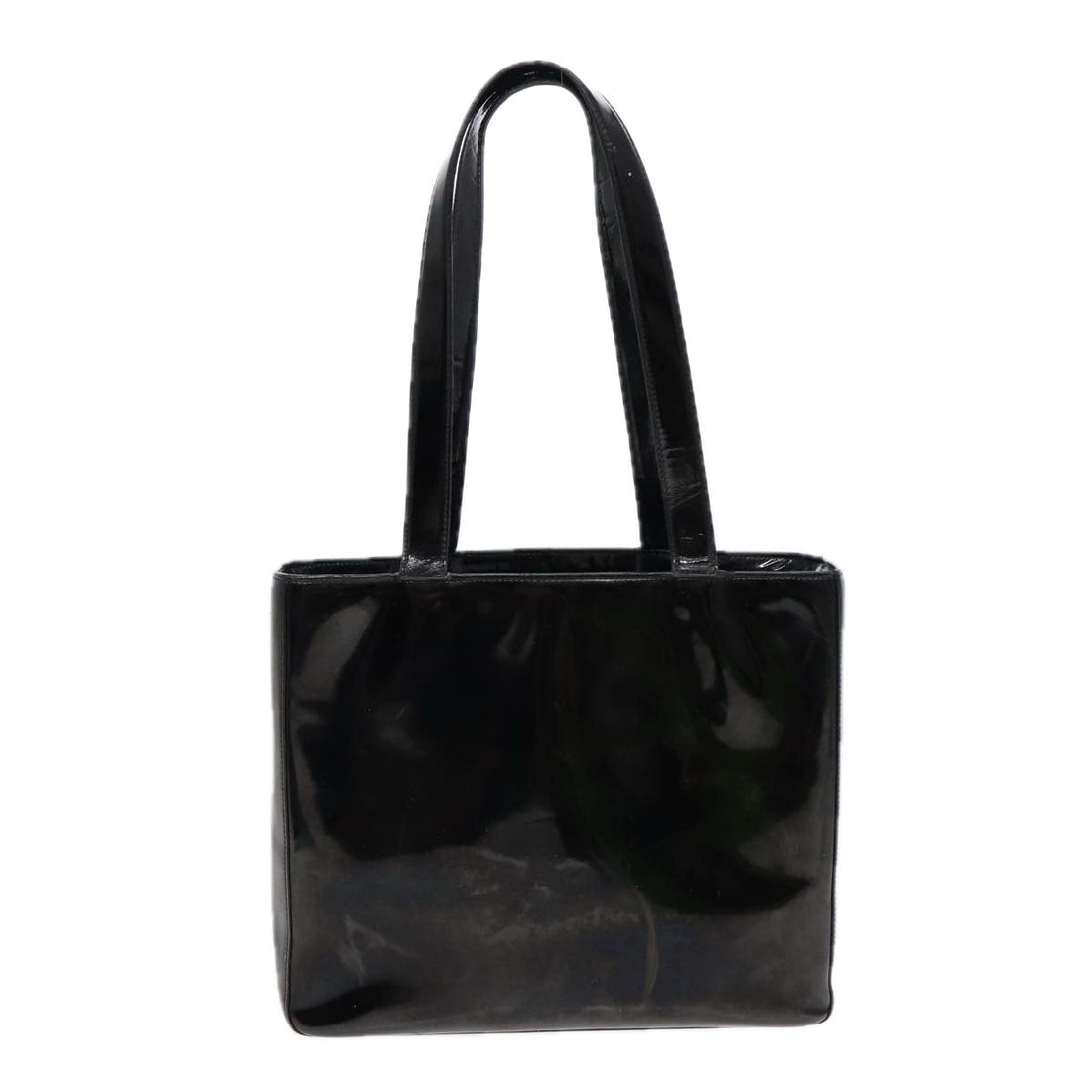 Top Quality Chanel Hand Bag Patent leather Black Gold CC Auth bs17486