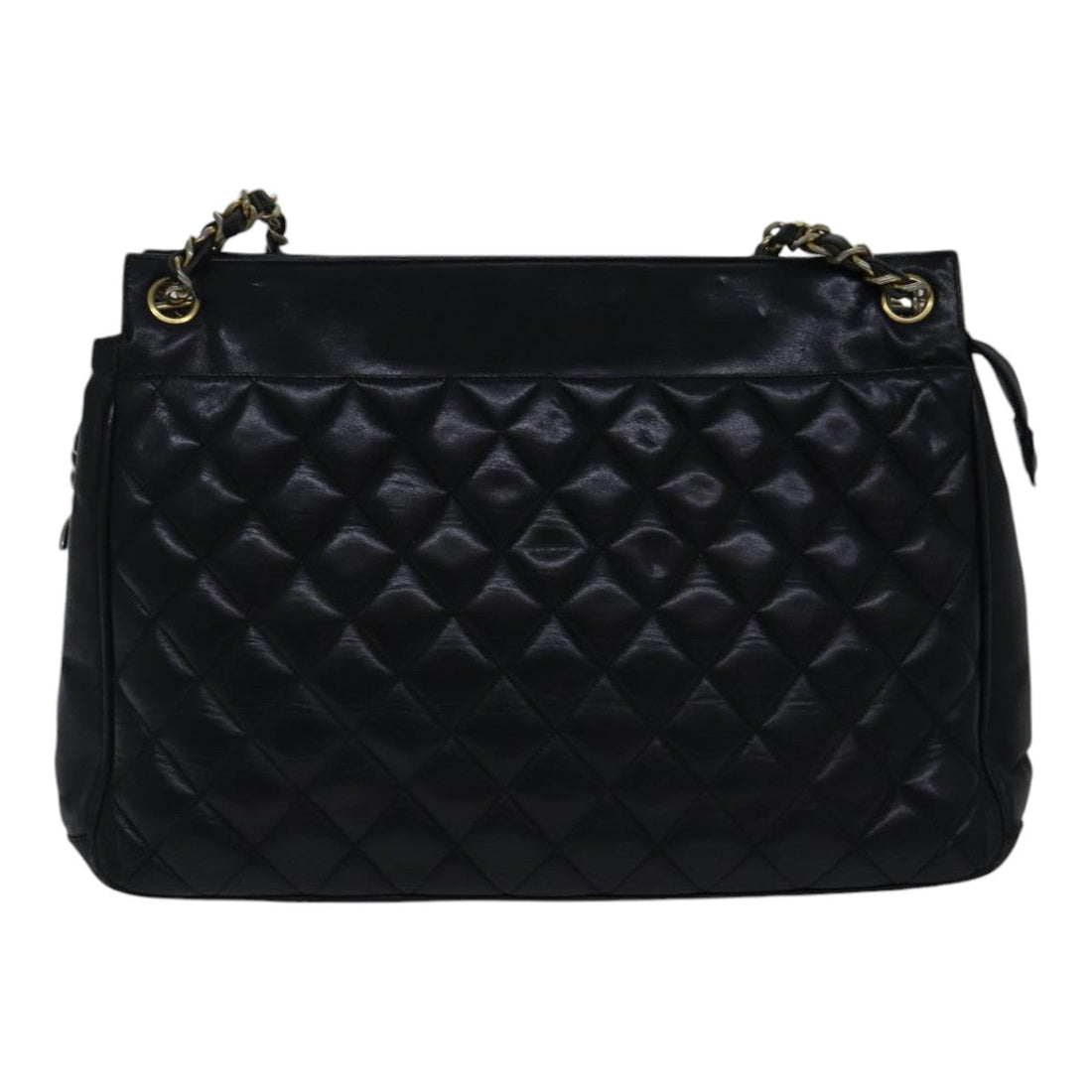 Top Quality Chanel Matelasse Chain Shoulder Bag Lamb Skin Black Gold CC Auth bs17535