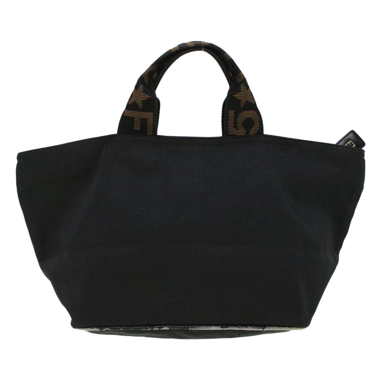 FENDI Zucca Canvas Hand Bag Black Brown Auth bs6057