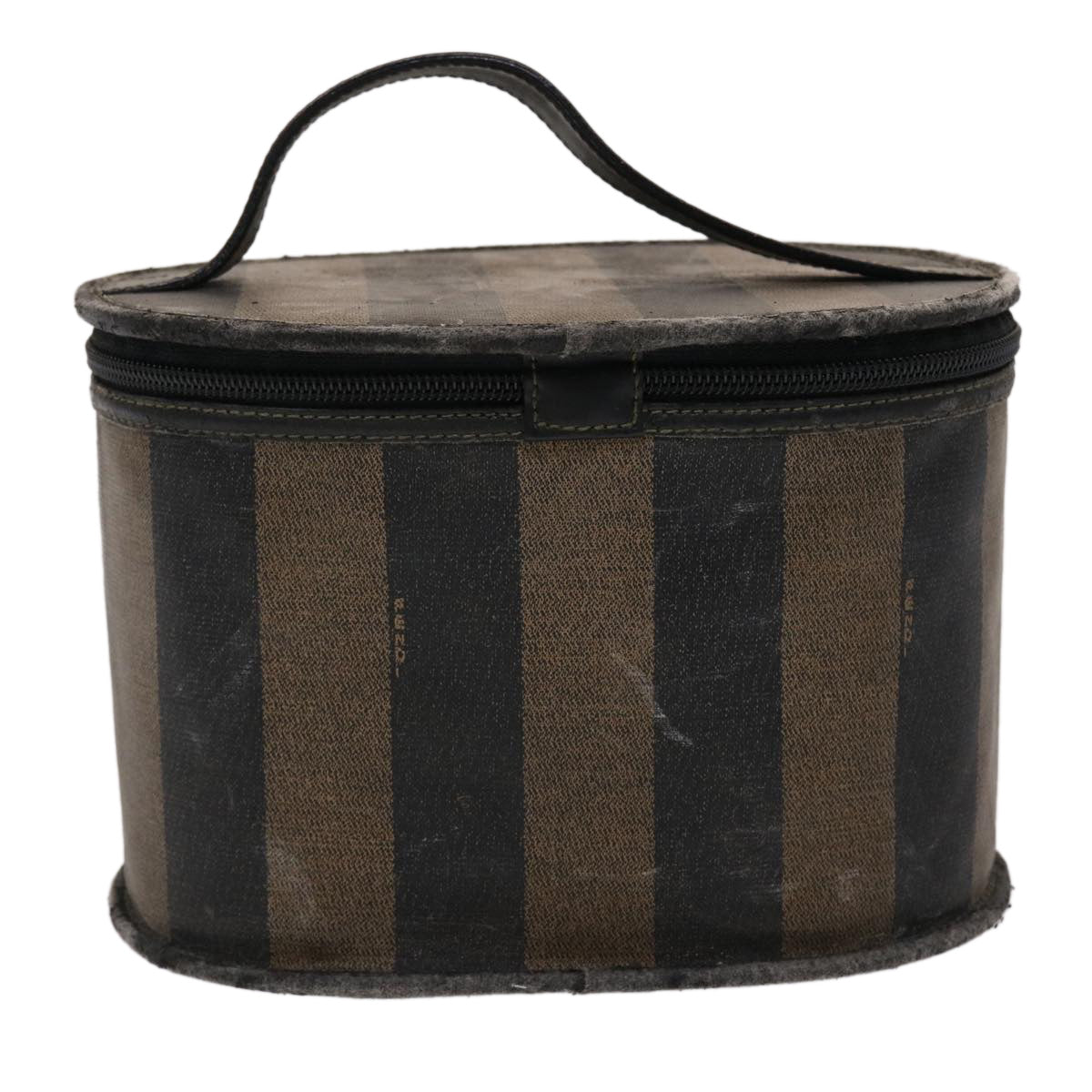 FENDI Pecan Canvas Vanity Cosmetic Pouch Black Brown Auth bs6461