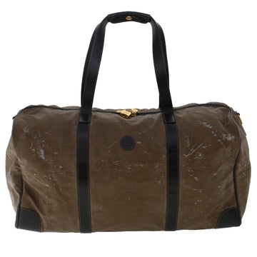 FENDI Hand Bag Boston Bag Leather 2Set Brown White Auth bs6797