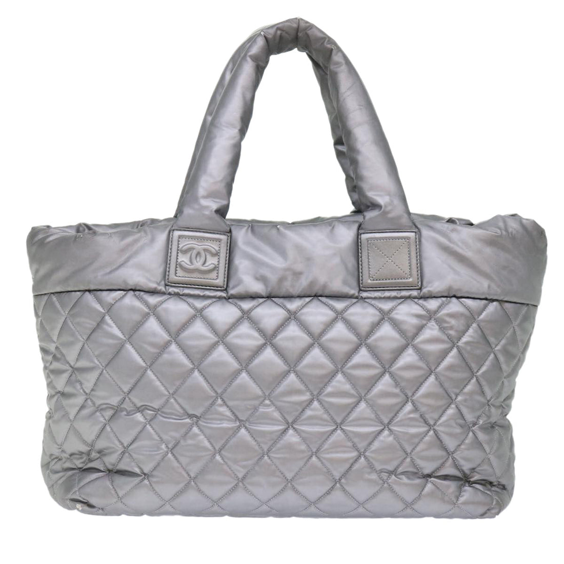 Top Quality Chanel Cococoon Hand Bag Nylon Silver CC Auth bs7271