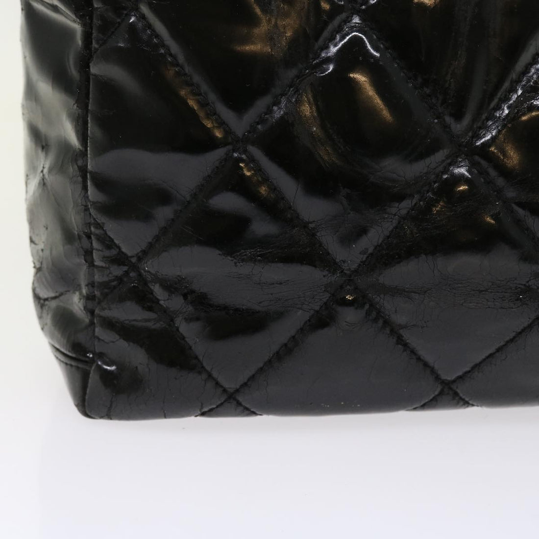 Top Quality Chanel Paris Biarritz Hand Bag Patent leather Black CC Auth bs8268