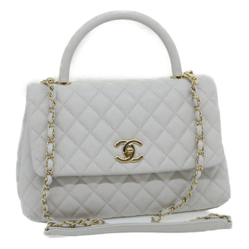 Top Quality Chanel Matelasse Chain Shoulder Hand Bag Caviar Skin 2way White CC Auth bs910A