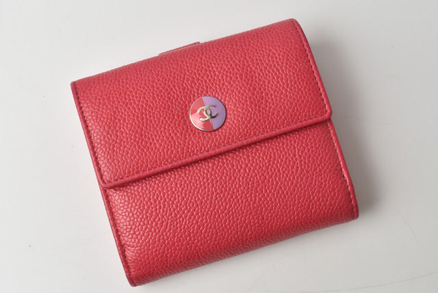 Chanel Caviar Skin Bifold Wallet Rose/Purple