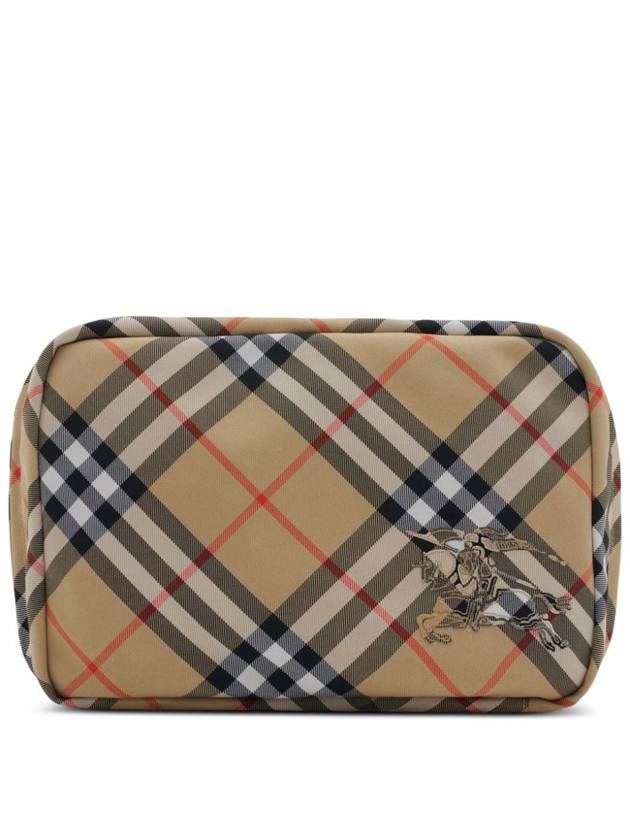 Burberry EKD Appliquéd Check Pouch Sand
