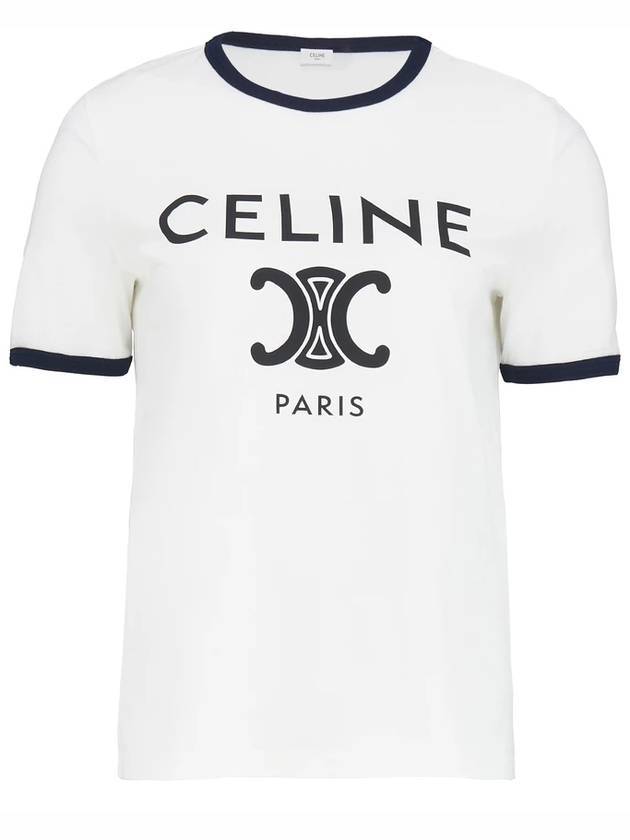CELINE Paris T-Shirt in Cotton Jersey Black White