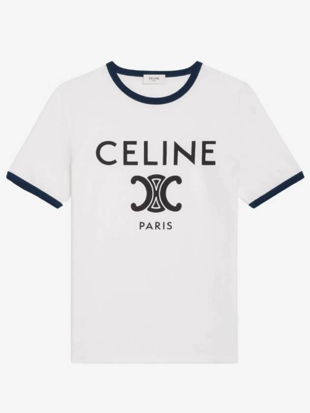 CELINE Paris T-Shirt in Cotton Jersey Black White
