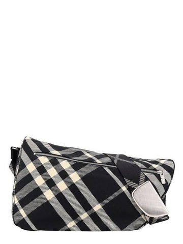 Burberry Shield Check Large Messenger Bag Black