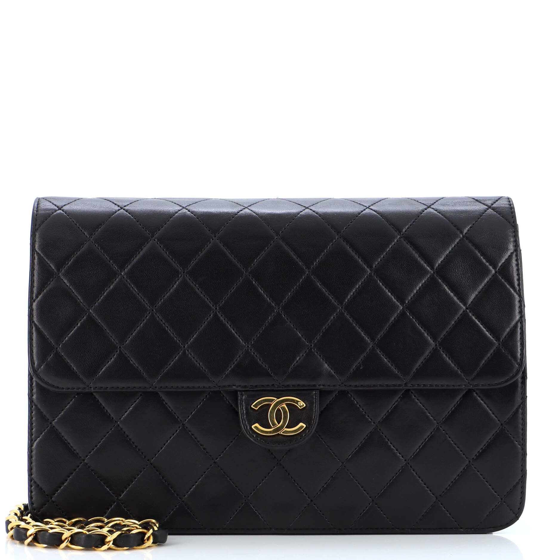 CHANEL Vintage Clutch with Chain Quilted Leather Medium
