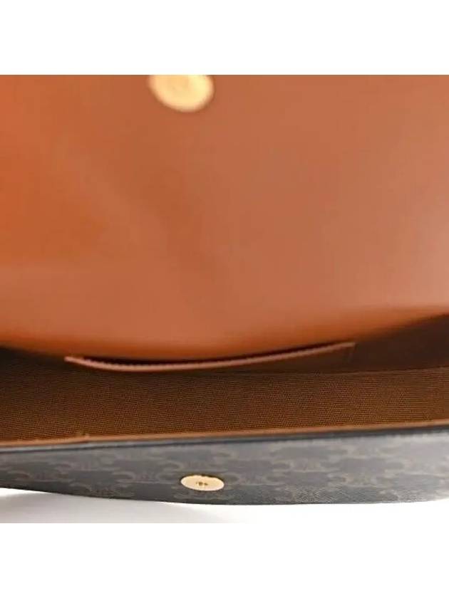 CELINE Triomphe Canvas Calfskin Tabou Strap Clutch Bag Tan