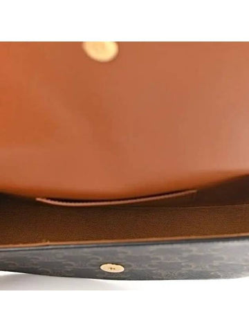 CELINE Triomphe Canvas Calfskin Tabou Strap Clutch Bag Tan