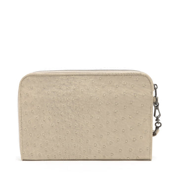 Bottega Veneta  Ostrich Clutch Beige