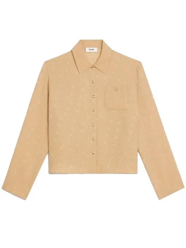 CELINE Triomphe Silk Blouse Beige