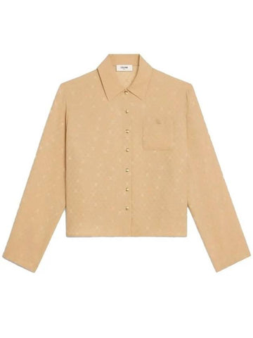 CELINE Triomphe Silk Blouse Beige