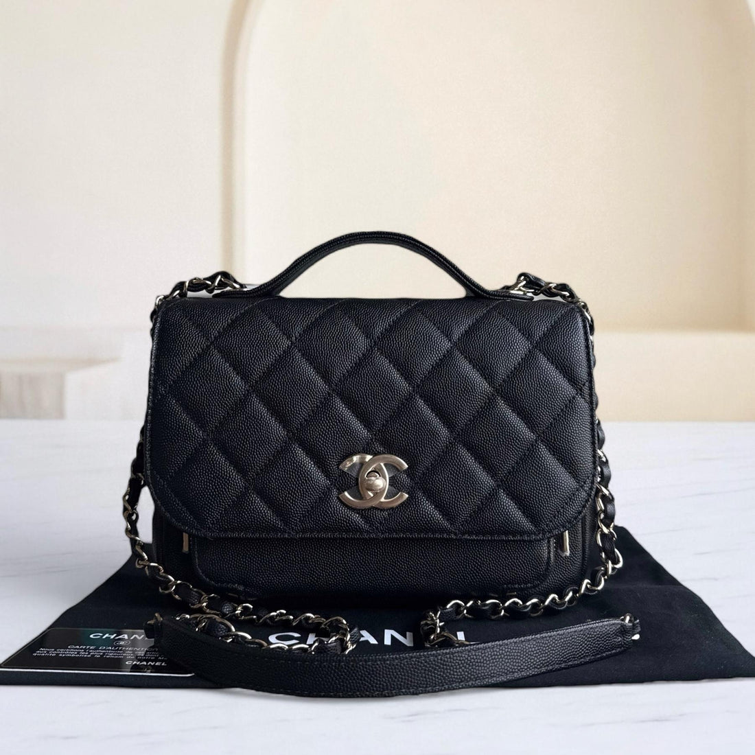 Chanel Business Affinity Medium - Caviar Quilted Grained Calfskin Black Gold Hardware Series 25