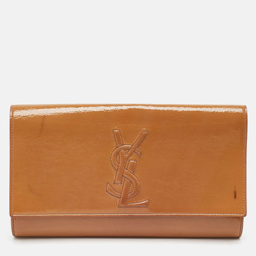 Saint Laurent Beige Patent Leather Belle De Jour Clutch
