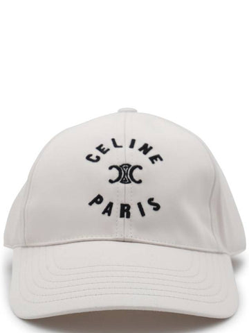 CELINE Paris Triomphe Embroidered Ball Cap Craie