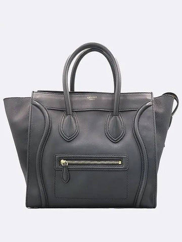 CELINE 165213 Black leather luggage silver printed tote bag