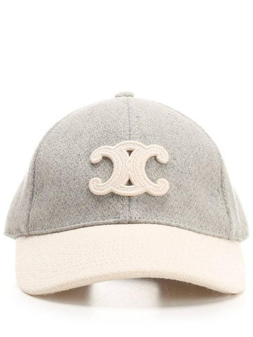 CELINE Triomphe Wool Ball Cap Vanilla Grey