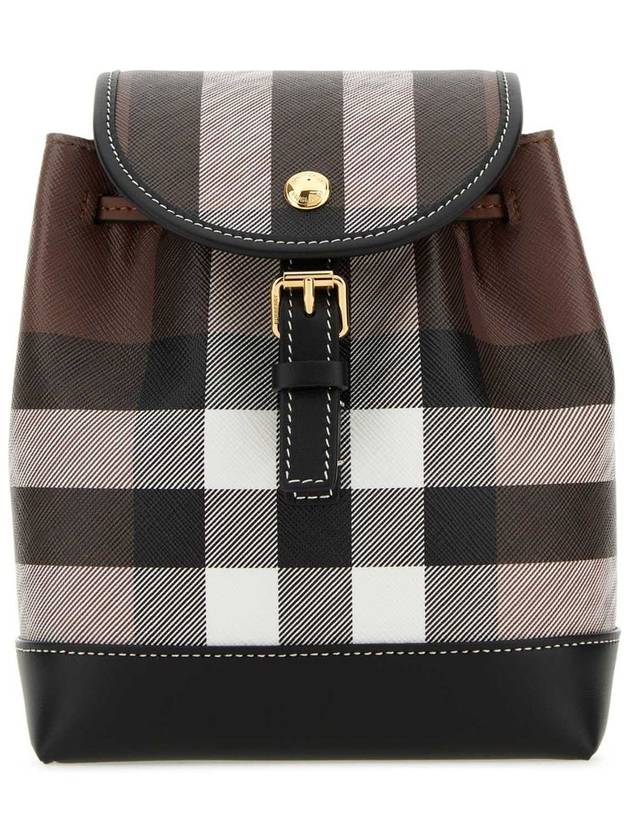 Burberry Check Mini Backpack Dark Brown