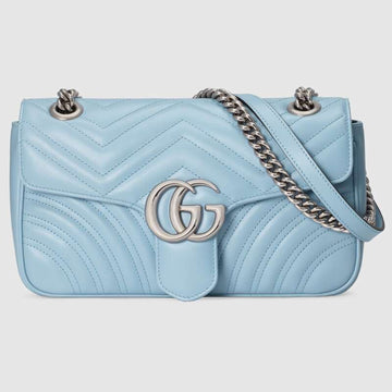 Gucci GG Marmont Medium Shoulder Bag Pastel Blue Leather