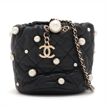 Chanel Matrasse  Handle Shoulder Bag Pearl Black G  31st AS2518
