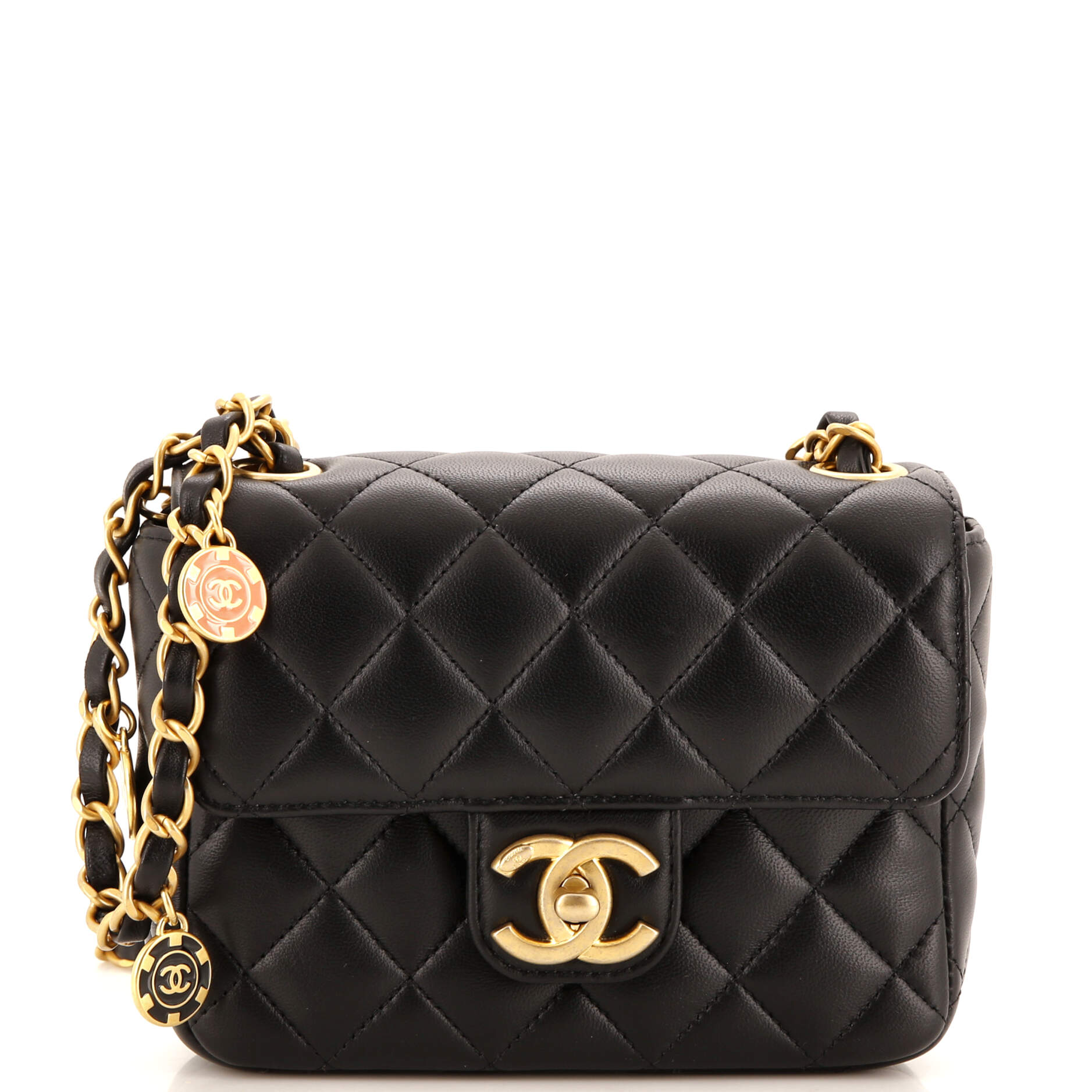 CHANEL Casino Royale Charms Square Flap Bag Quilted Lambskin with Enamel Mini