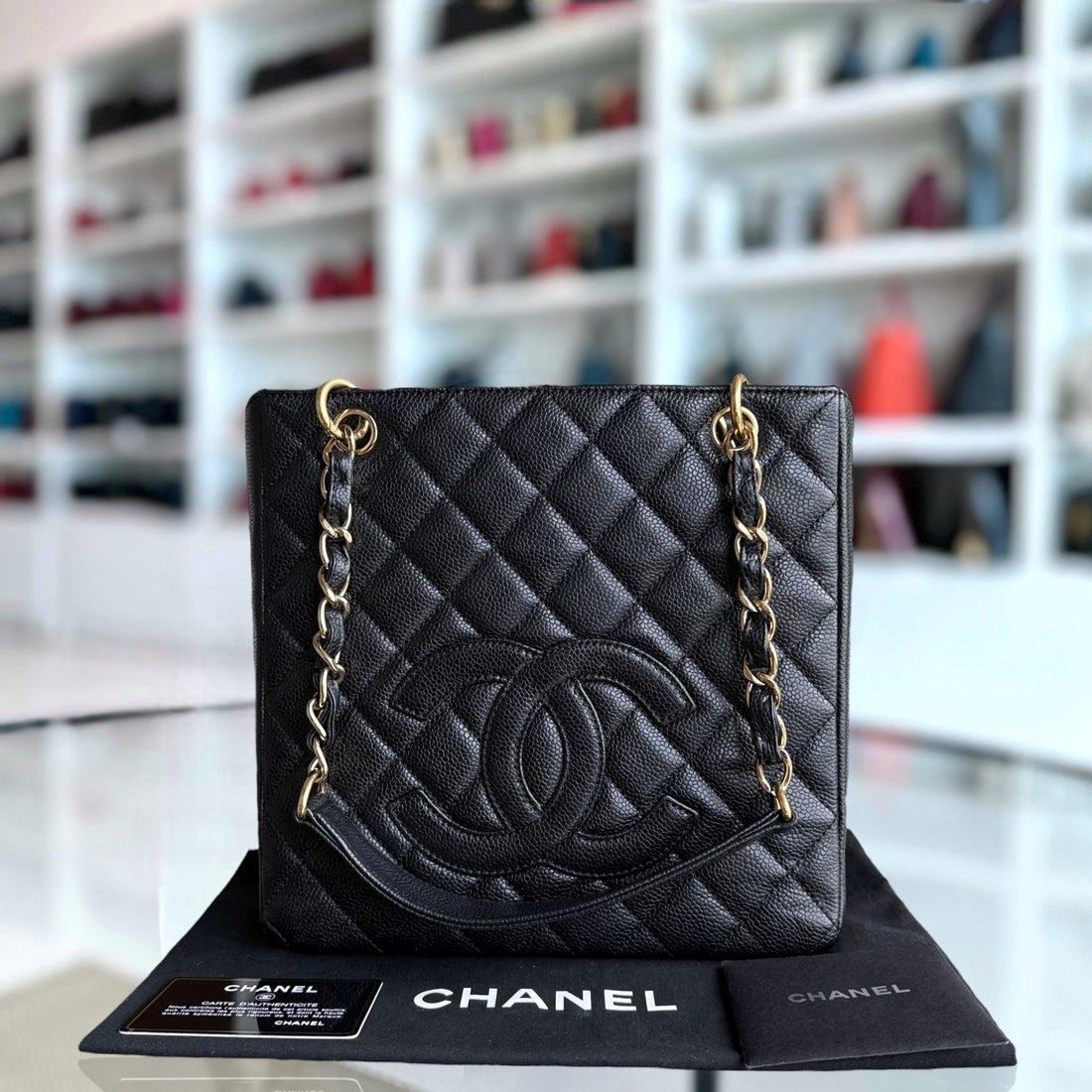 Chanel PST Petite Shopping Tote - Caviar Quilted Black Gold Hardware