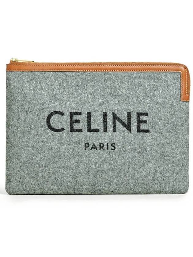 CELINE WoMen's Logo Pouch Bag Grey