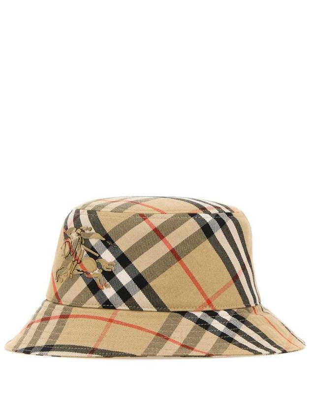 Burberry Check Cotton Blend Bucket Hat Beige