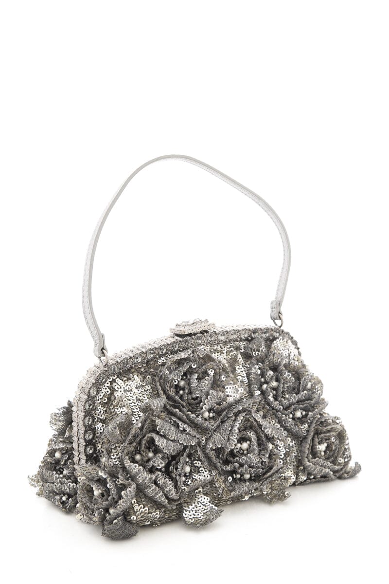 Valentino Silver Sequin Embellished Evening Bag