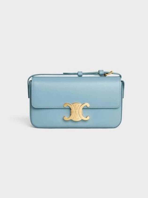 CELINE Claude Shiny Calfskin Shoulder Bag Blue