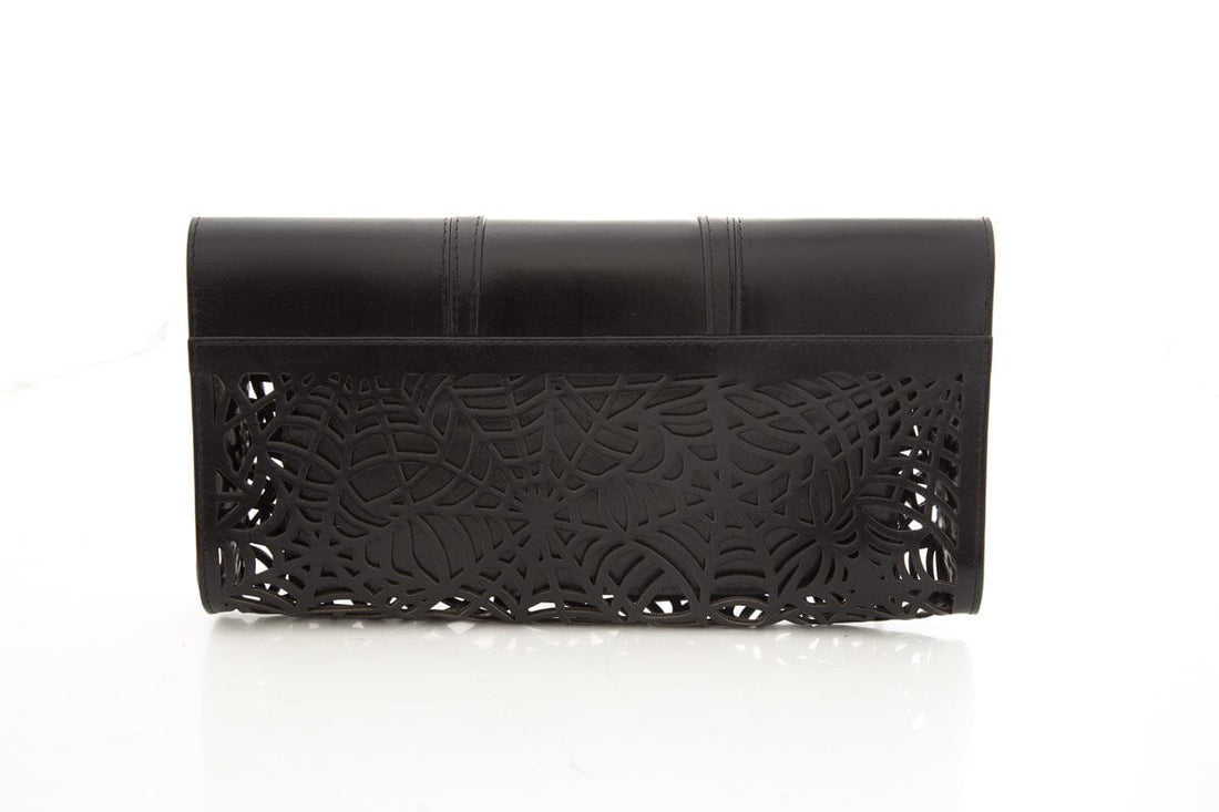 Perrin Black Spider Web Le Cabriolet Leather Clutch