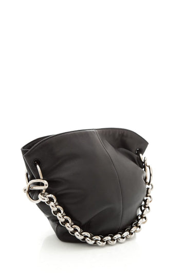 Loewe Black Logo Chain Handle Lambskin Handbag