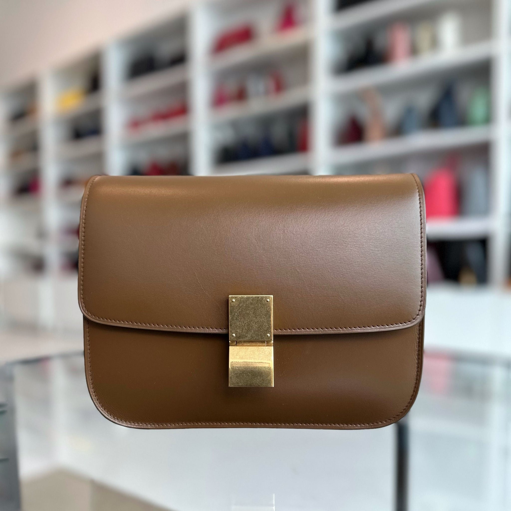 Celine Classic Box Medium Smooth Calfskin Leather Caramel GHW