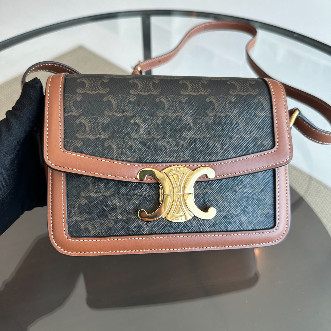 Celine Teen Triomphe in Triomphe Canvas Crossbody Bag