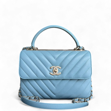 Chanel Trendy CC Small - Chevron Lambskin Light Blue Gold Hardware Series 25