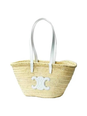 CELINE Triomphe Classic Medium Panier Shoulder Bag White