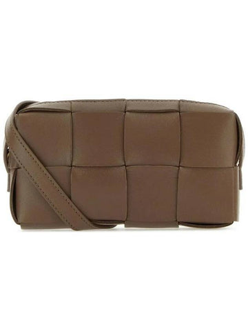 Bottega Veneta Intrecciato Cassette Leather Mini Cross Bag Taupe Grey