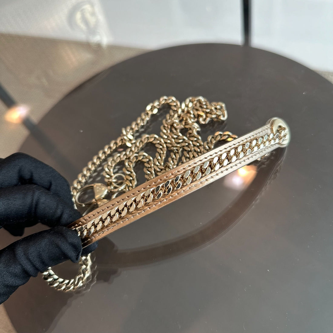 *Chain Strap*  Lady Mini Metallic Micro-Cannage Gold GHW