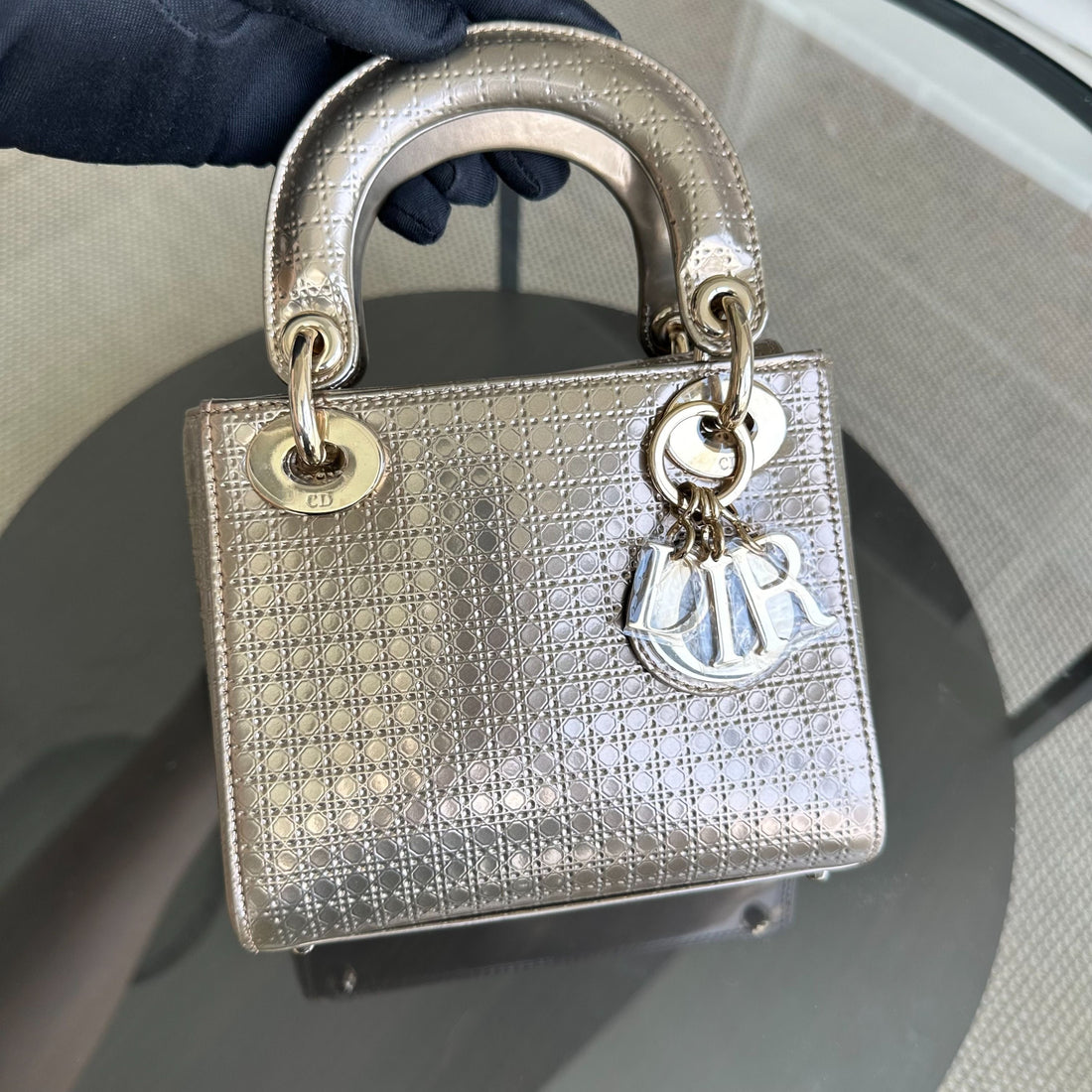 *Chain strap* Lady Mini Micro-Cannage Glazed Calfskin Gold GHW