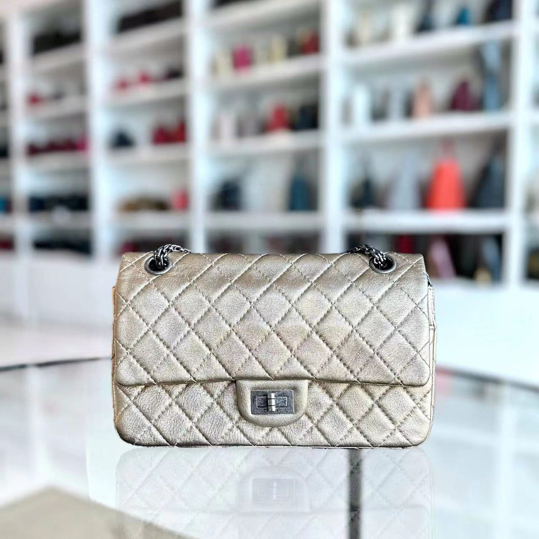 Chanel 2.55 Small - 225 Reissue 24CM Quilted Calfskin Metallic Gold RSHW No 19