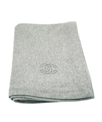 Chanel Cashmere Shawl Wrap Scarf Gray  DBXS2431