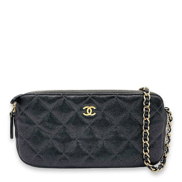 Chanel Double Zipped Clutch Iridescent  in Caviar Leather, Gold hardware S2409-001323CH