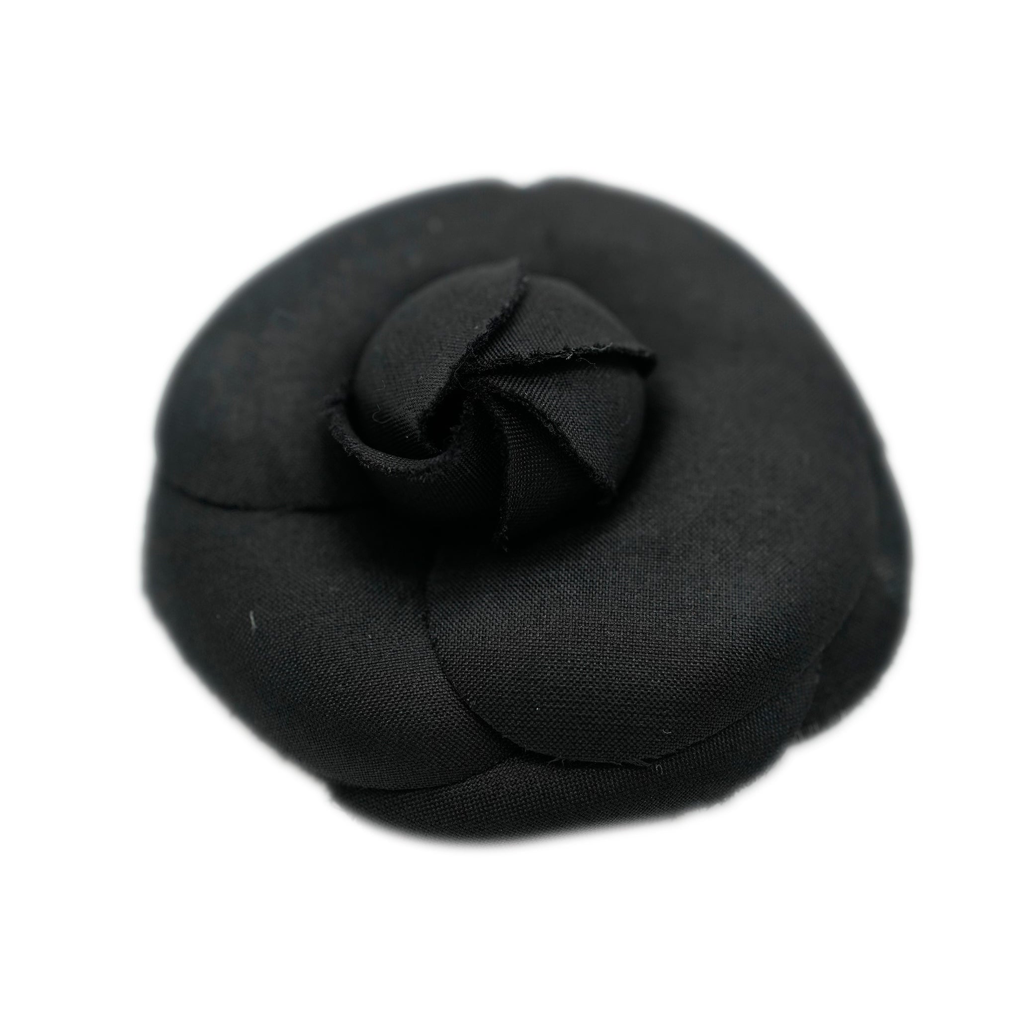 Chanel Camelia Brooch Black Fabric  AVC1373