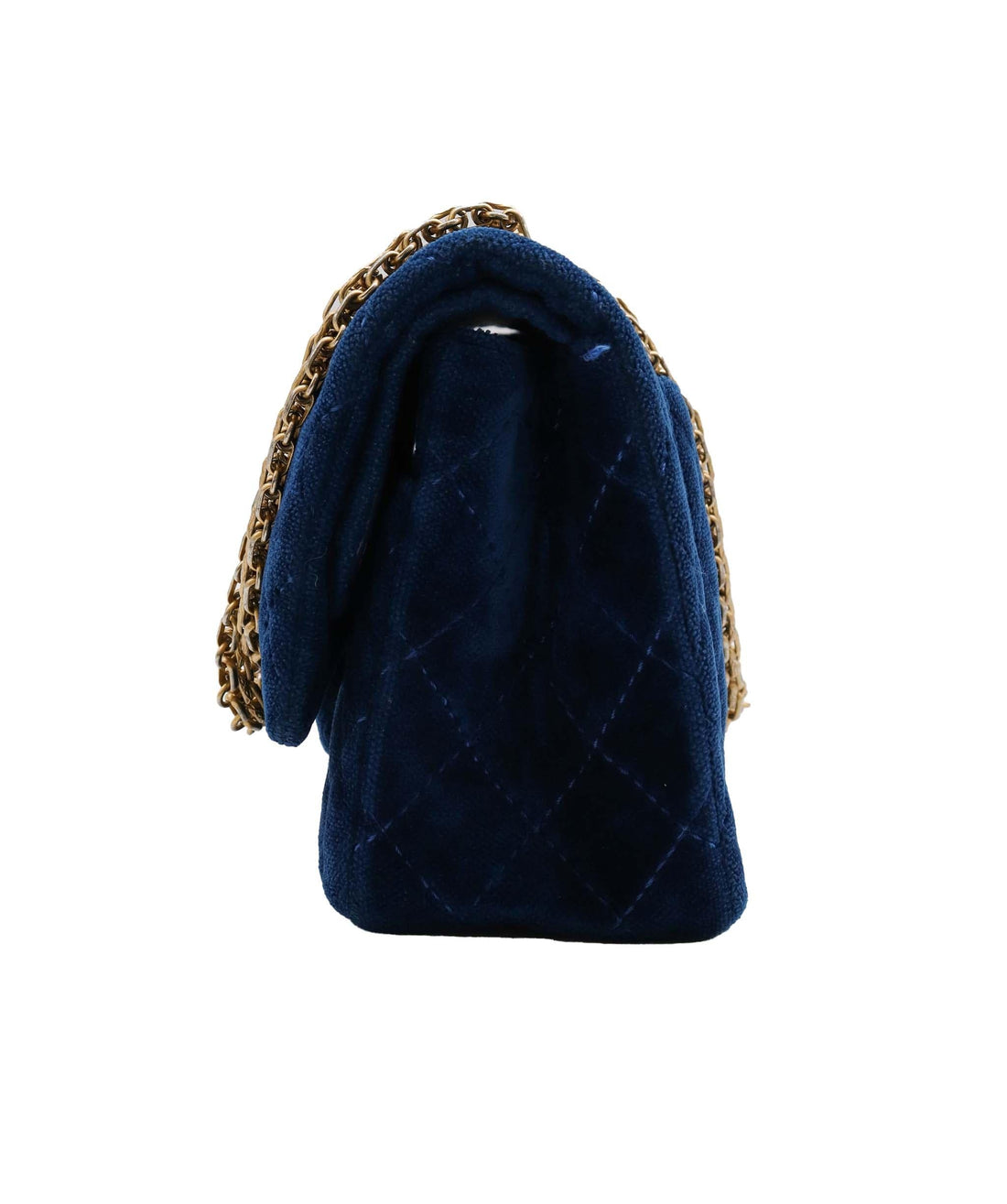 CHANEL 2.55 MATELASSE CHAIN SHOULDER BAG BLUE VELOR 90251966 DXBS1313