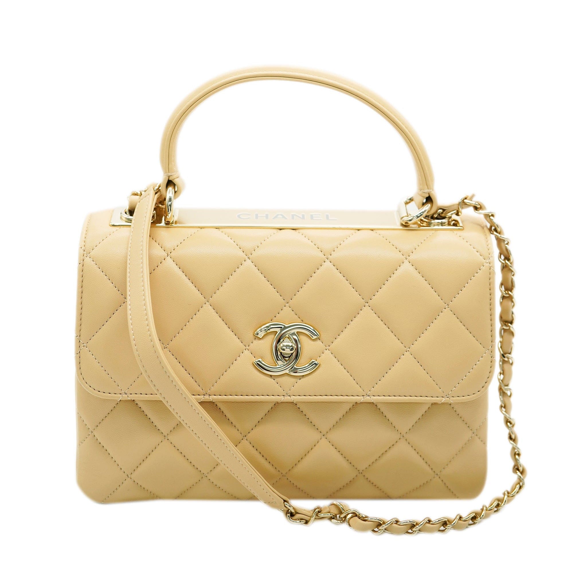 Chanel Beige Lambskin Matelasse Trendy  ALC1766