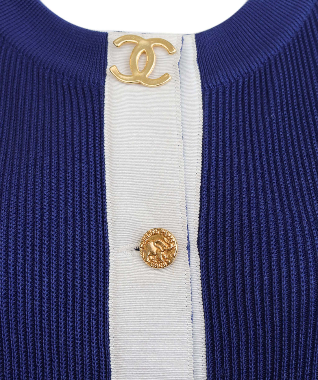 Chanel CC Ribbed Top Blue  DXBS1269