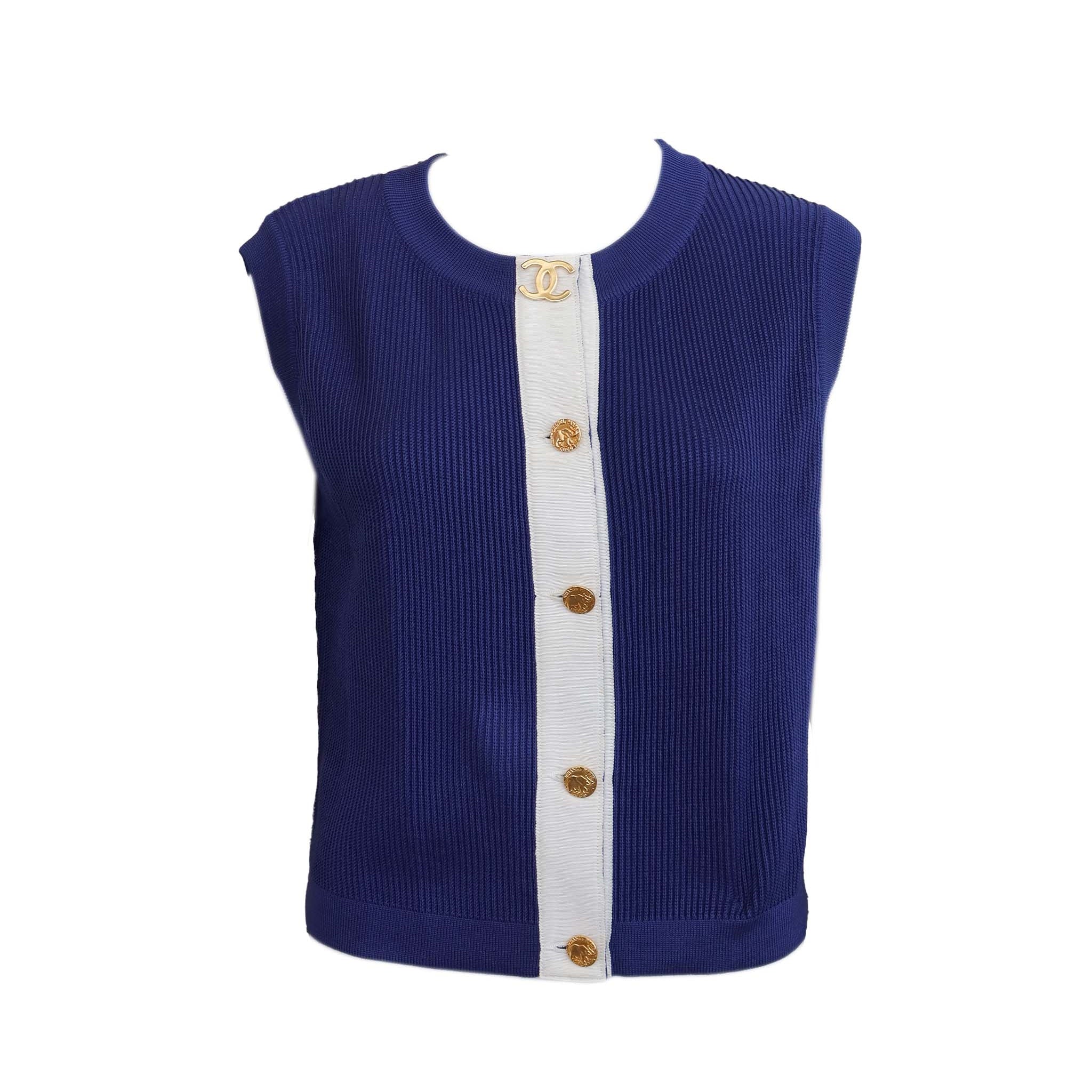 Chanel CC Ribbed Top Blue  DXBS1269